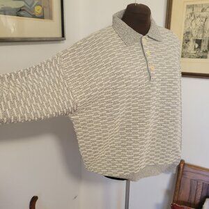 Vintage 80's Men's Zanella Italian Collared Textural Sweater Size Medium